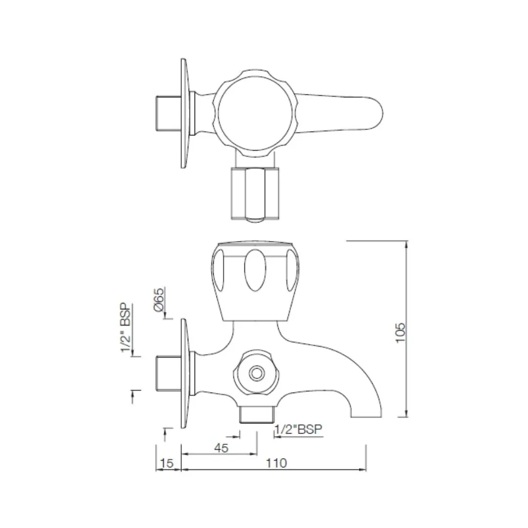 Essco wc area 2 way bib tap sumthing special SQT-CHR-512ANKN Chrome - image 2