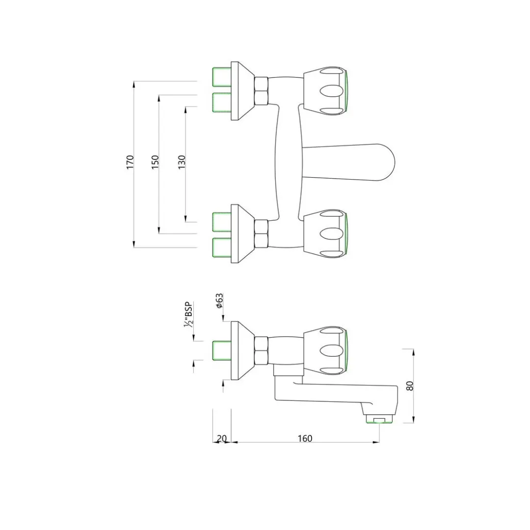 Essco 1 way wall mixer sumthing special SQT-CHR-520KN Chrome - image 2