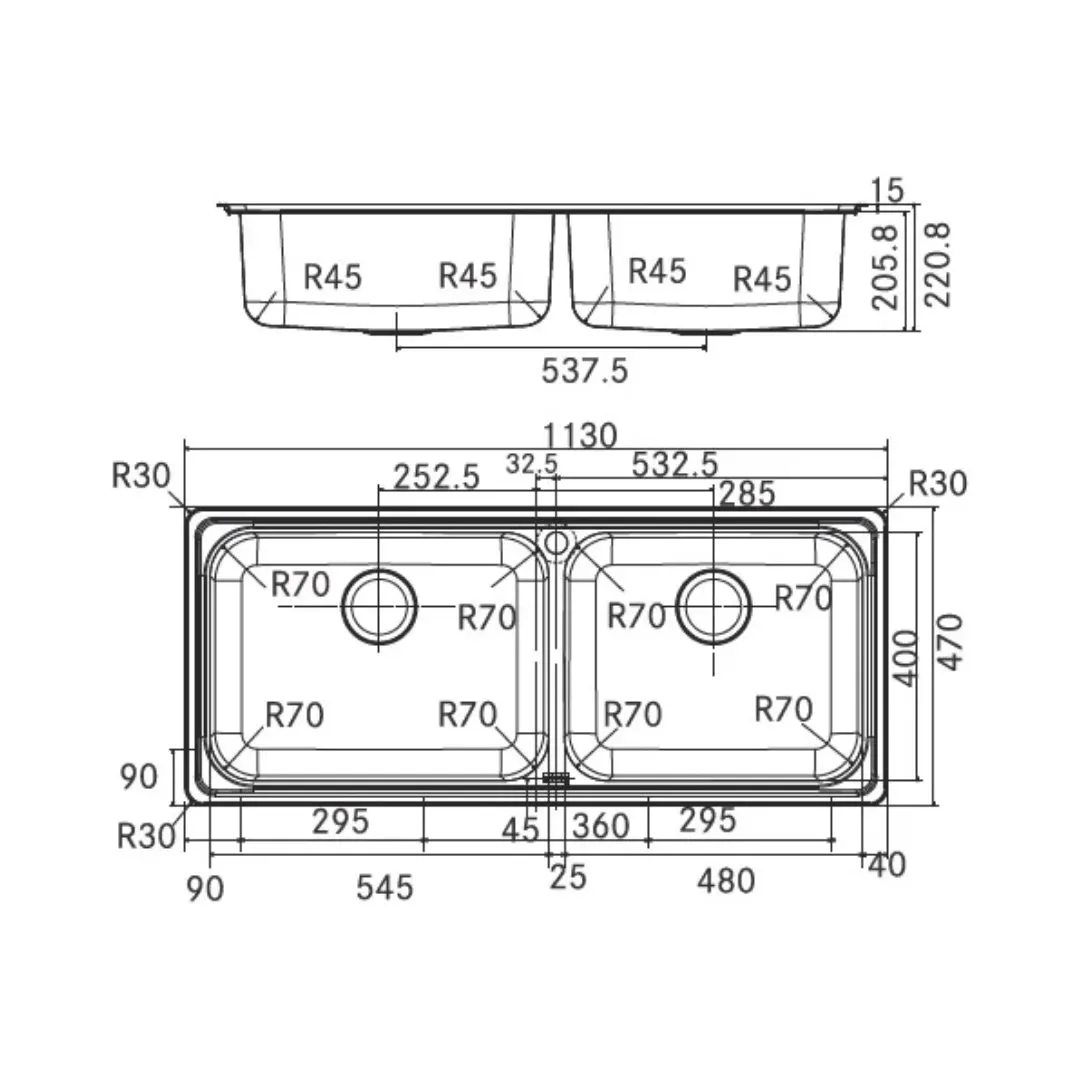 Franke stainless steel Sink Artisan series rsx 620 55 48 ( 45 x 18 inches ) RSX-620-55-48 Satin - image 2