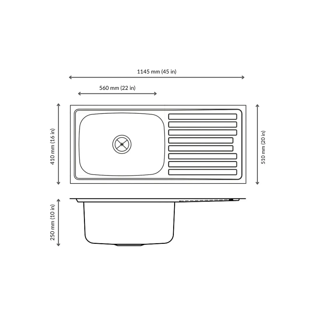 Nirali stainless steel sink popular range elegance large 10 ( 45 x 20 inches ) K-KS-SS-NIR-S-00062 Glossy - image 3