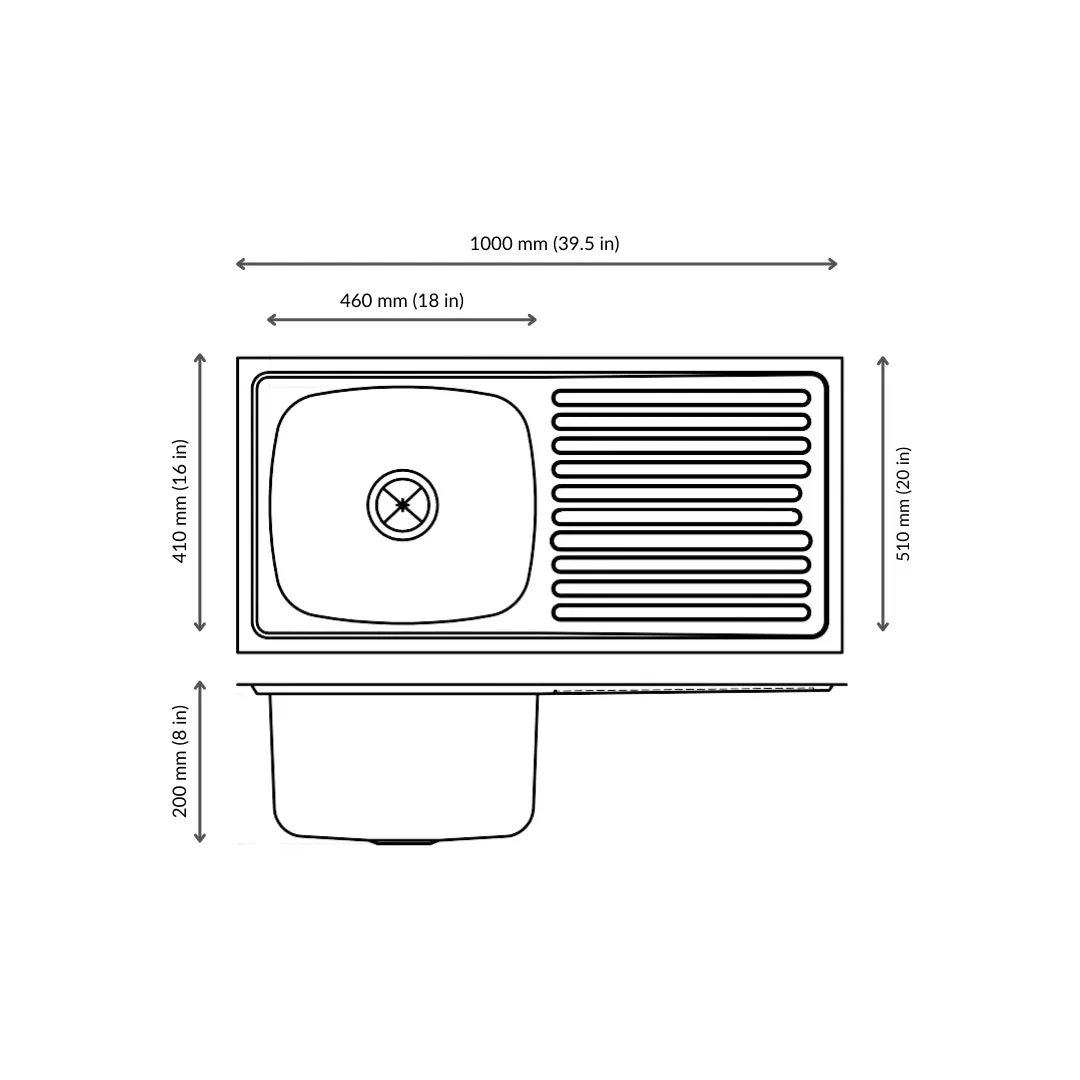 Nirali stainless steel sink popular range elegance medium ( 39.5 x 20 inches ) K-KS-SS-NIR-S-00070 Satin - image 3