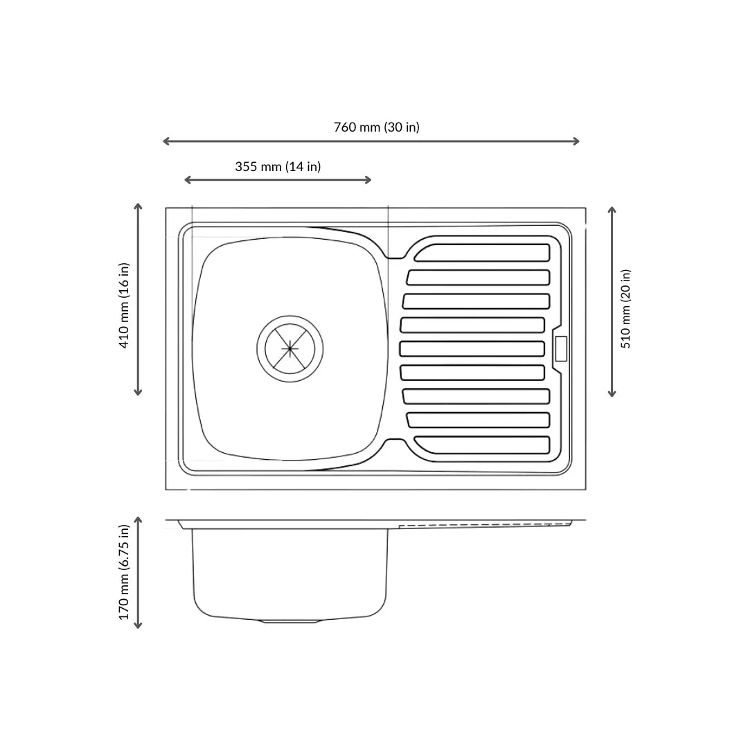 Nirali stainless steel sink popular range elegance mini ( 30 x 20 inches ) K-KS-SS-NIR-S-00073 Satin - image 3