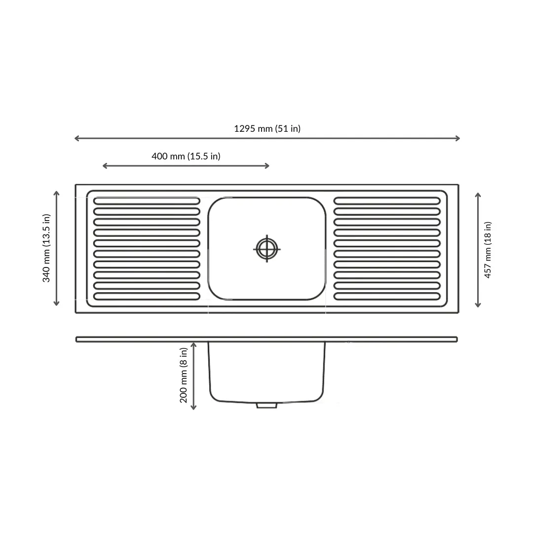Nirali stainless steel sink popular range elegant glory small ( 51 x 18 inches ) K-KS-SS-NIR-S-00090 Glossy - image 4