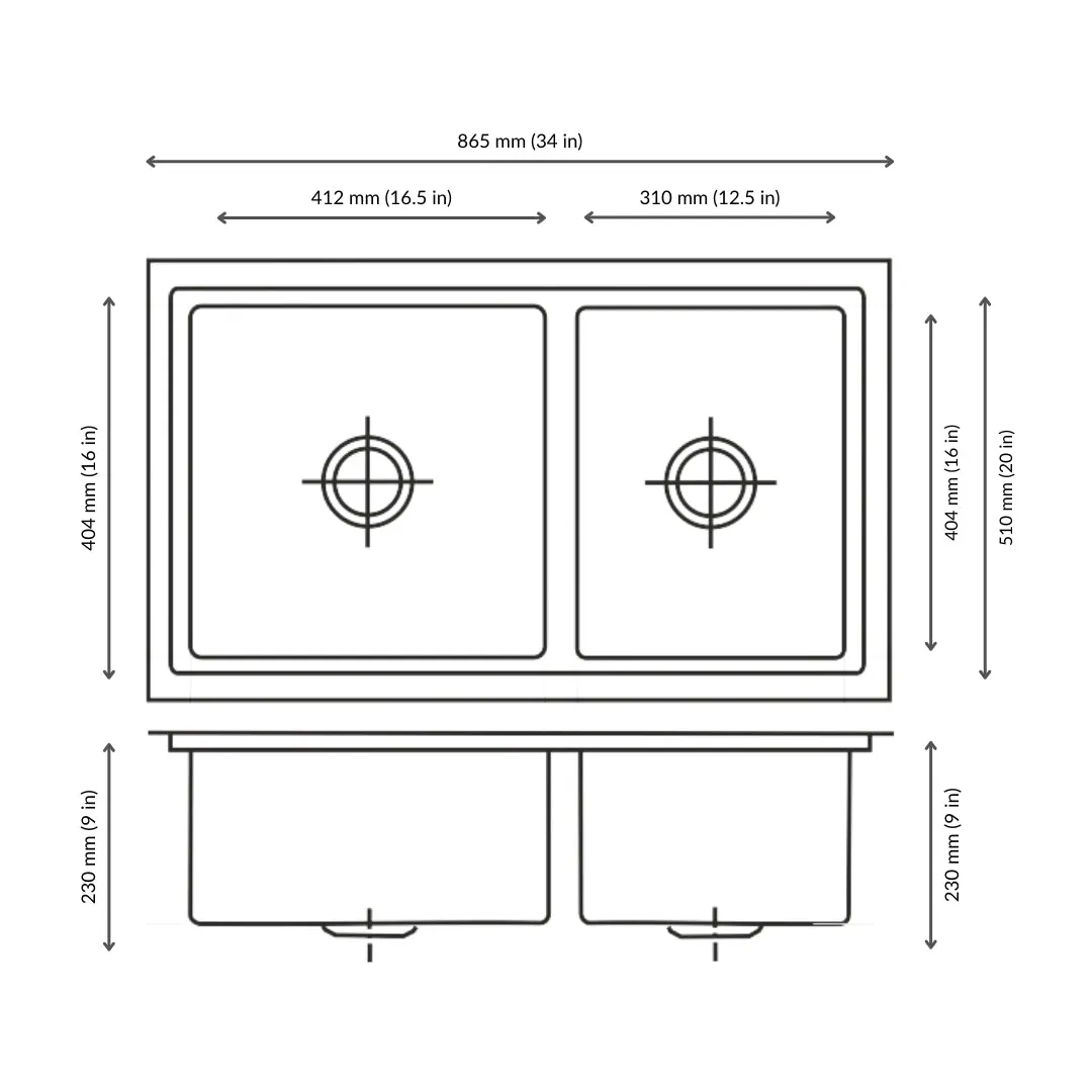 Nirali stainless steel sink expell range emax ( 34 x 20 inches ) K-KS-SS-NIR-S-00093 Satin - image 3