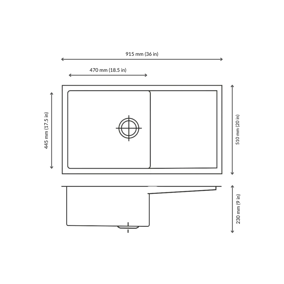 Nirali stainless steel sink expell range eva ( 36 x 20 inches ) K-KS-SS-NIR-S-00106 Satin - image 3