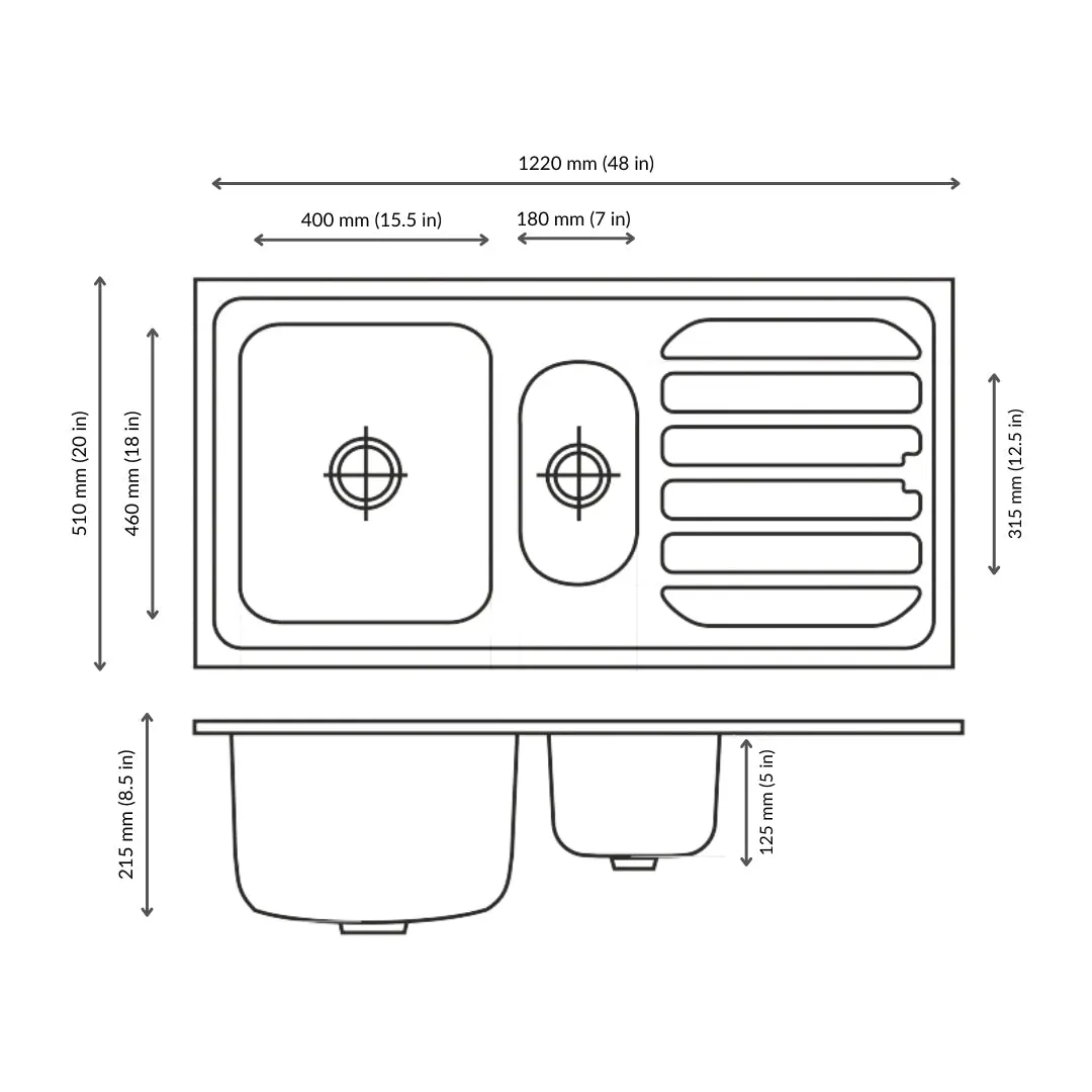 Nirali stainless steel sink d'signo range fabulous big ( 48 x 20 inches ) K-KS-SS-NIR-S-00108 Anti Scratch - image 3