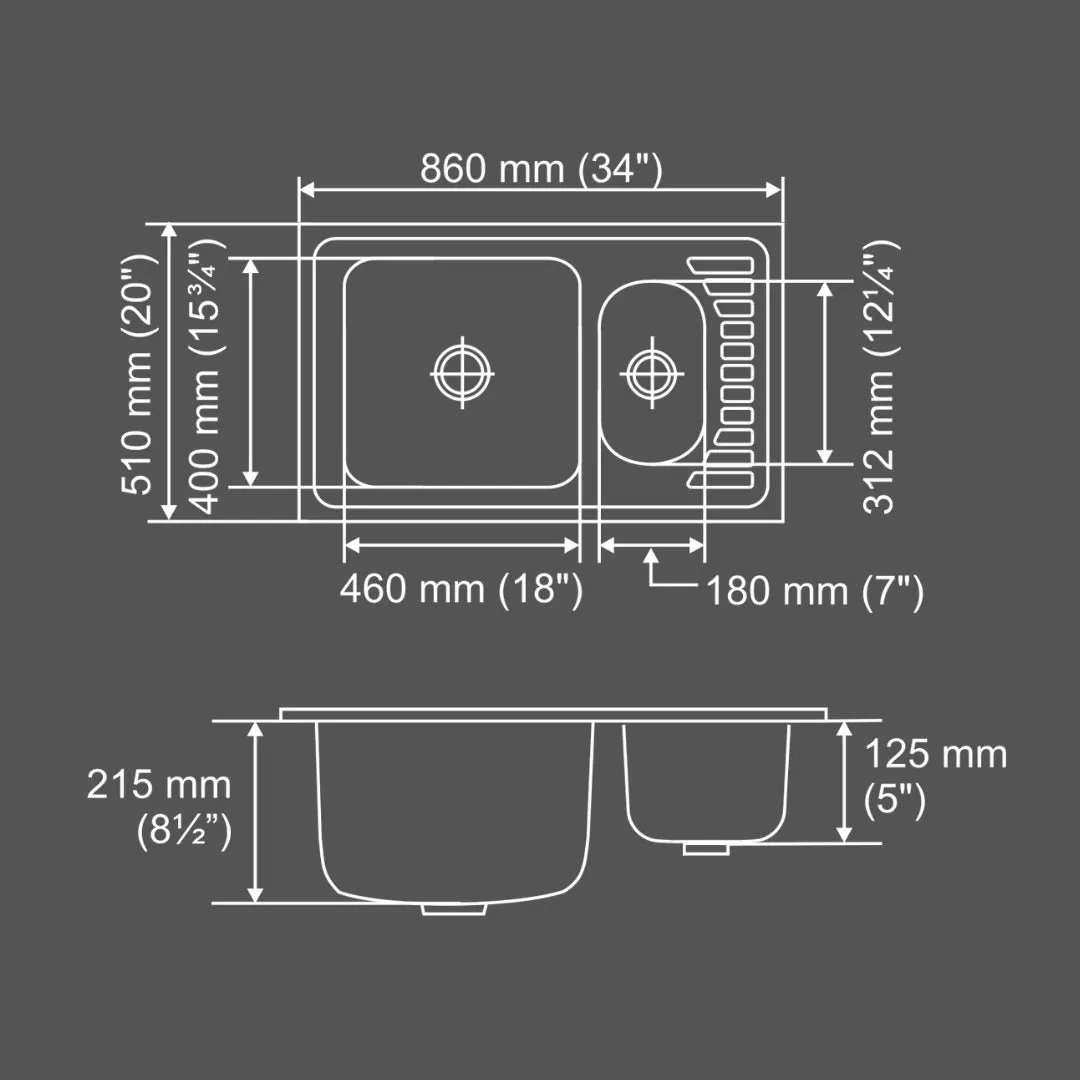 Nirali stainless steel sink d'signo range fantasy big ( 34 x 20 inches ) K-KS-SS-NIR-S-00117 Anti Scratch - image 3