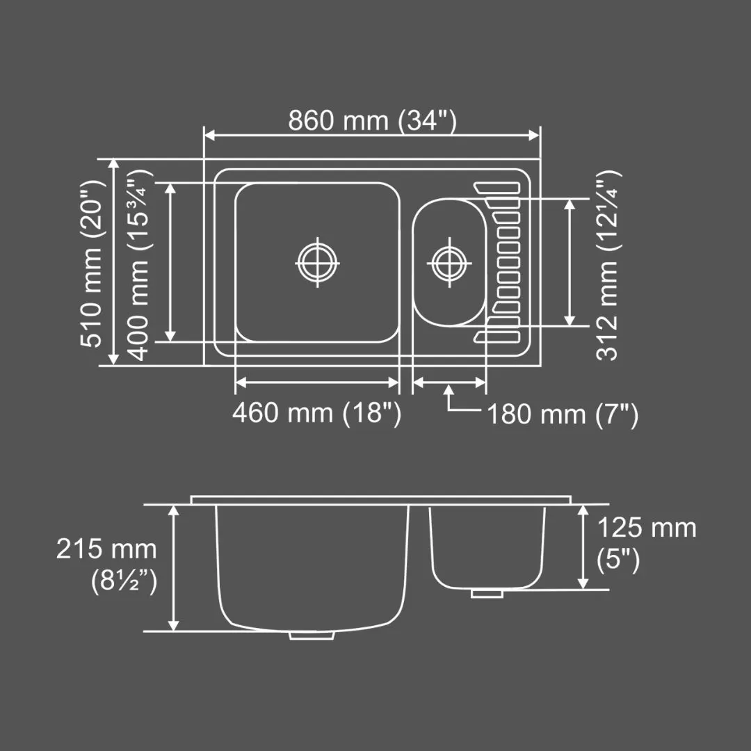 Nirali stainless steel sink d'signo range fantasy big ( 34 x 20 inches ) K-KS-SS-NIR-S-00119 Satin - image 3