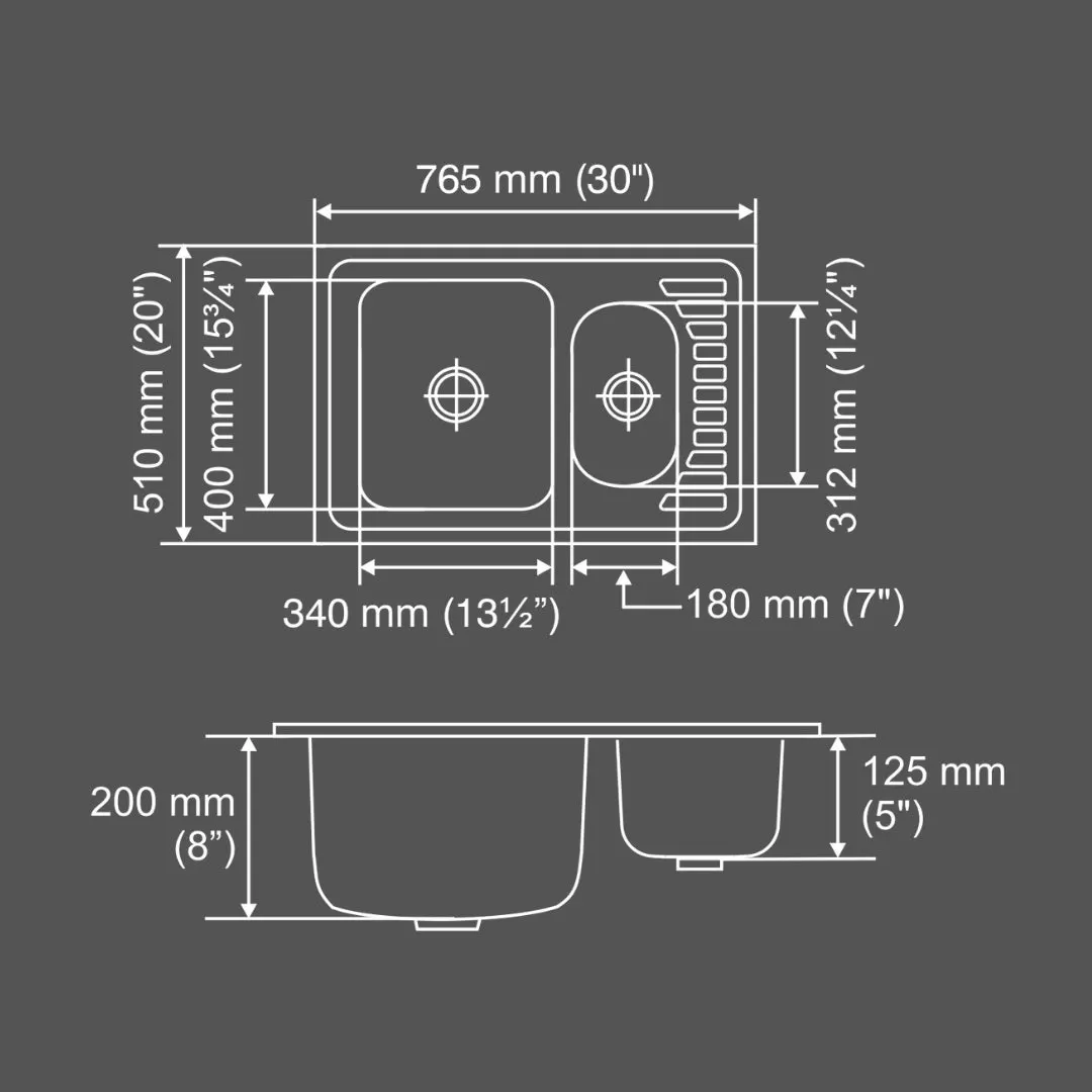 Nirali stainless steel sink d'signo range fantasy small ( 30 x 20 inches ) K-KS-SS-NIR-S-00121 Glossy - image 3