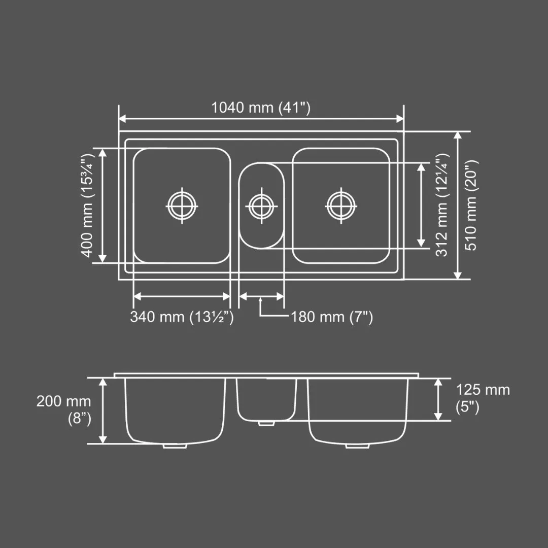 Nirali stainless steel sink d'signo range galaxy ( 41 x 20 inches ) K-KS-SS-NIR-S-00125 Satin - image 3