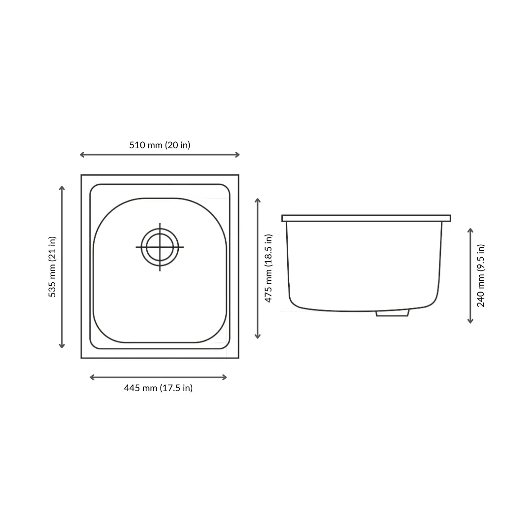 Nirali stainless steel sink d'signo range glen ( 20 x 21 inches ) K-KS-SS-NIR-S-00126 Anti Scratch - image 3
