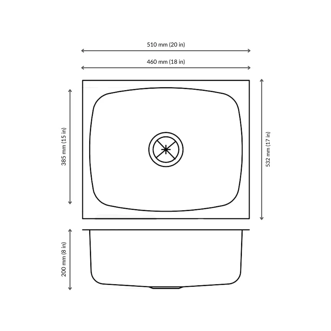 Nirali stainless steel sink popular range glister big ( 20 x 17 inches ) K-KS-SS-NIR-S-00130 Satin - image 3