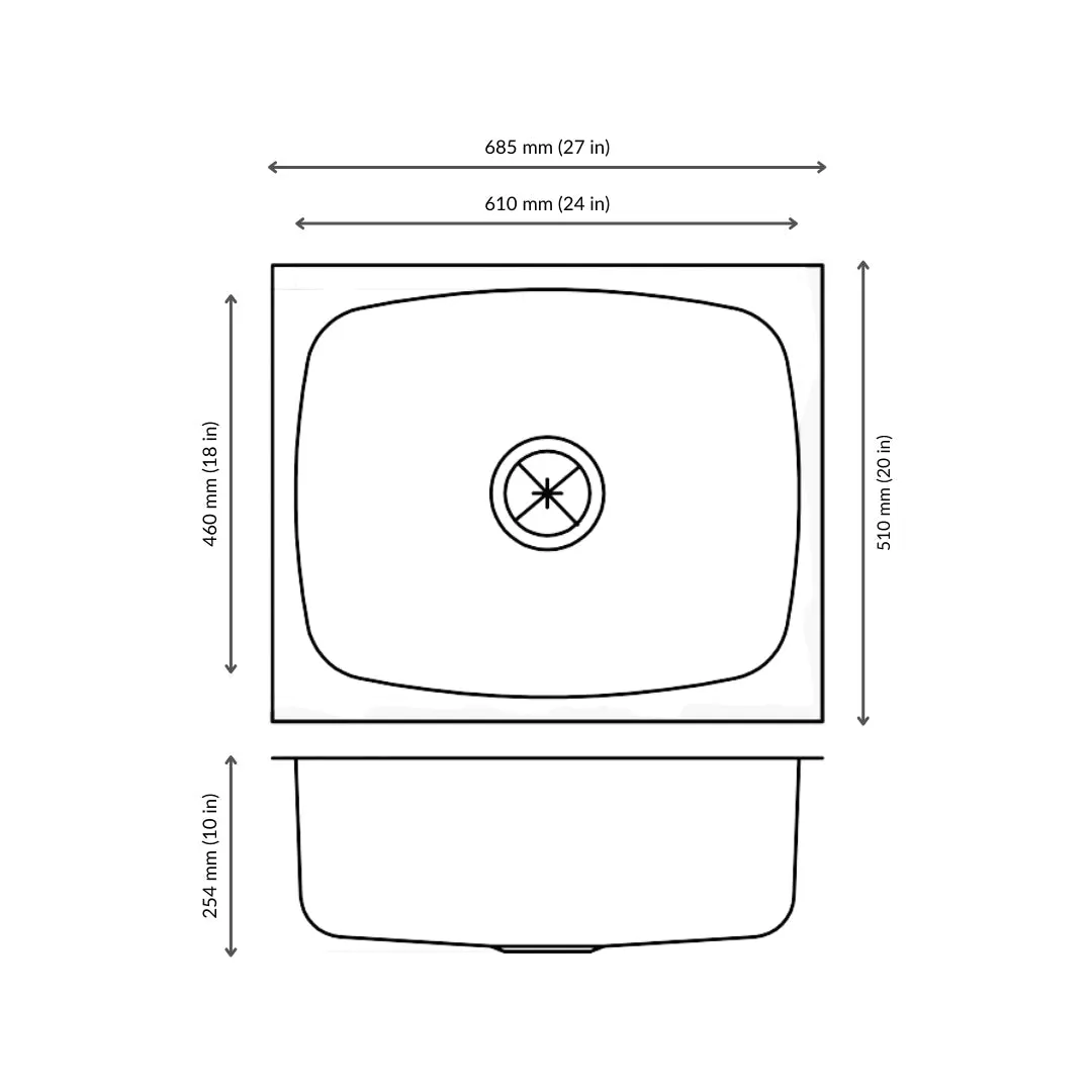Nirali stainless steel sink popular range glister jumbo ( 27 x 20 inches ) K-KS-SS-NIR-S-00132 Satin - image 3