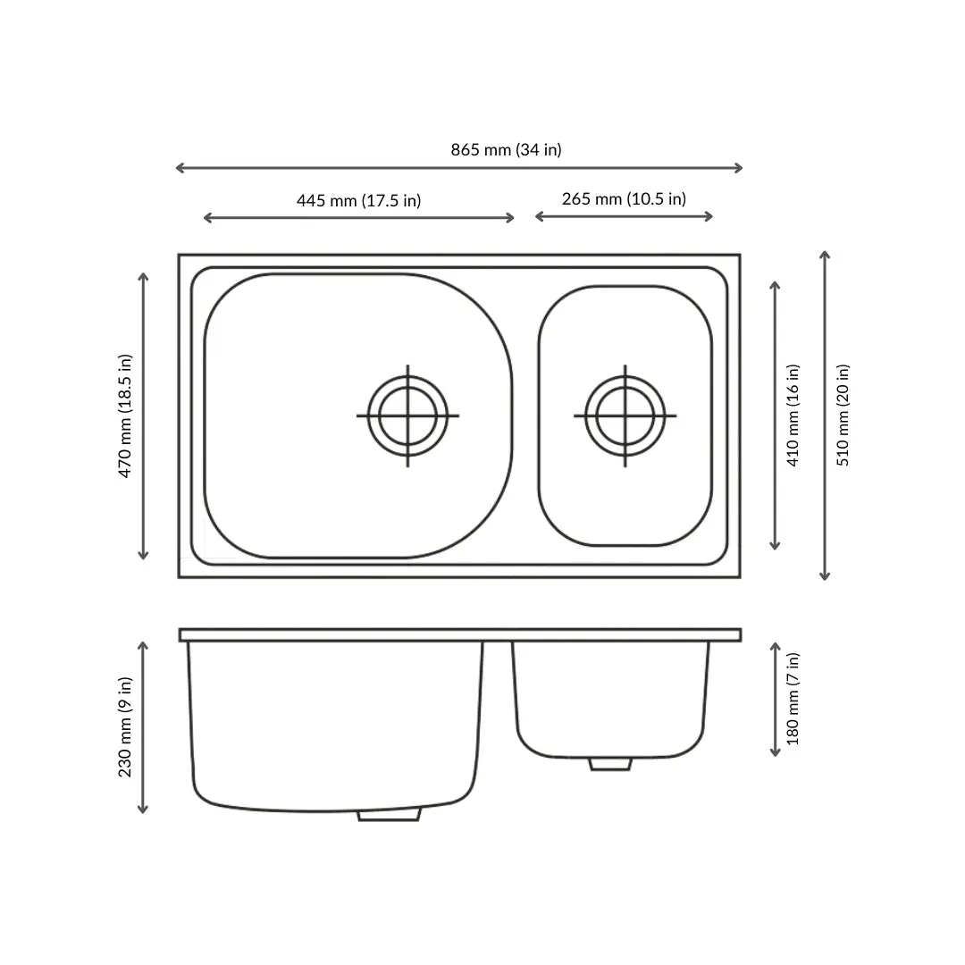 Nirali stainless steel sink d'signo range gloria ( 34 x 20 inches ) K-KS-SS-NIR-S-00137 Glossy - image 3