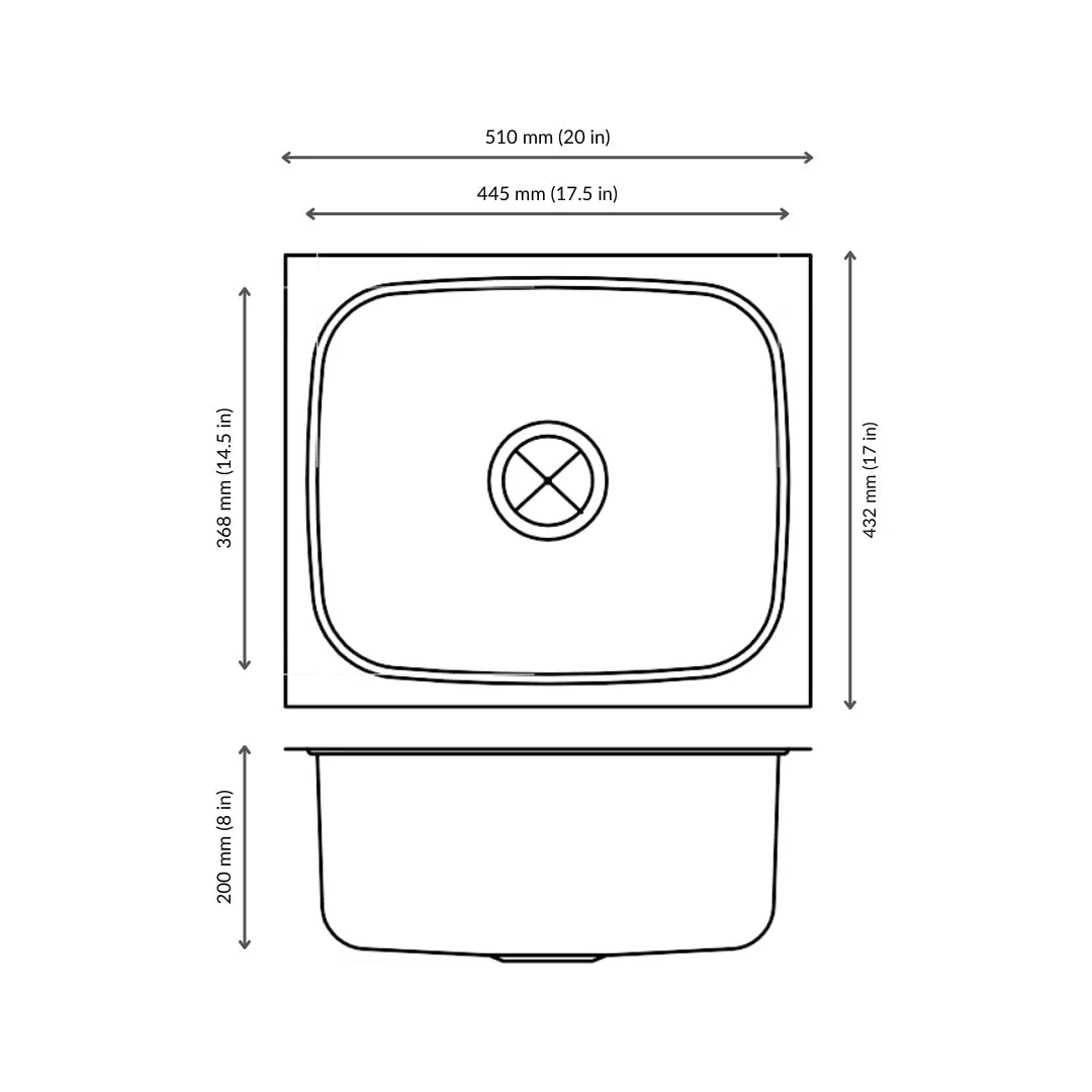 Nirali stainless steel sink popular range grace plain deluxe medium ( 20 x 17 inches ) K-KS-SS-NIR-S-00146 Glossy - image 3