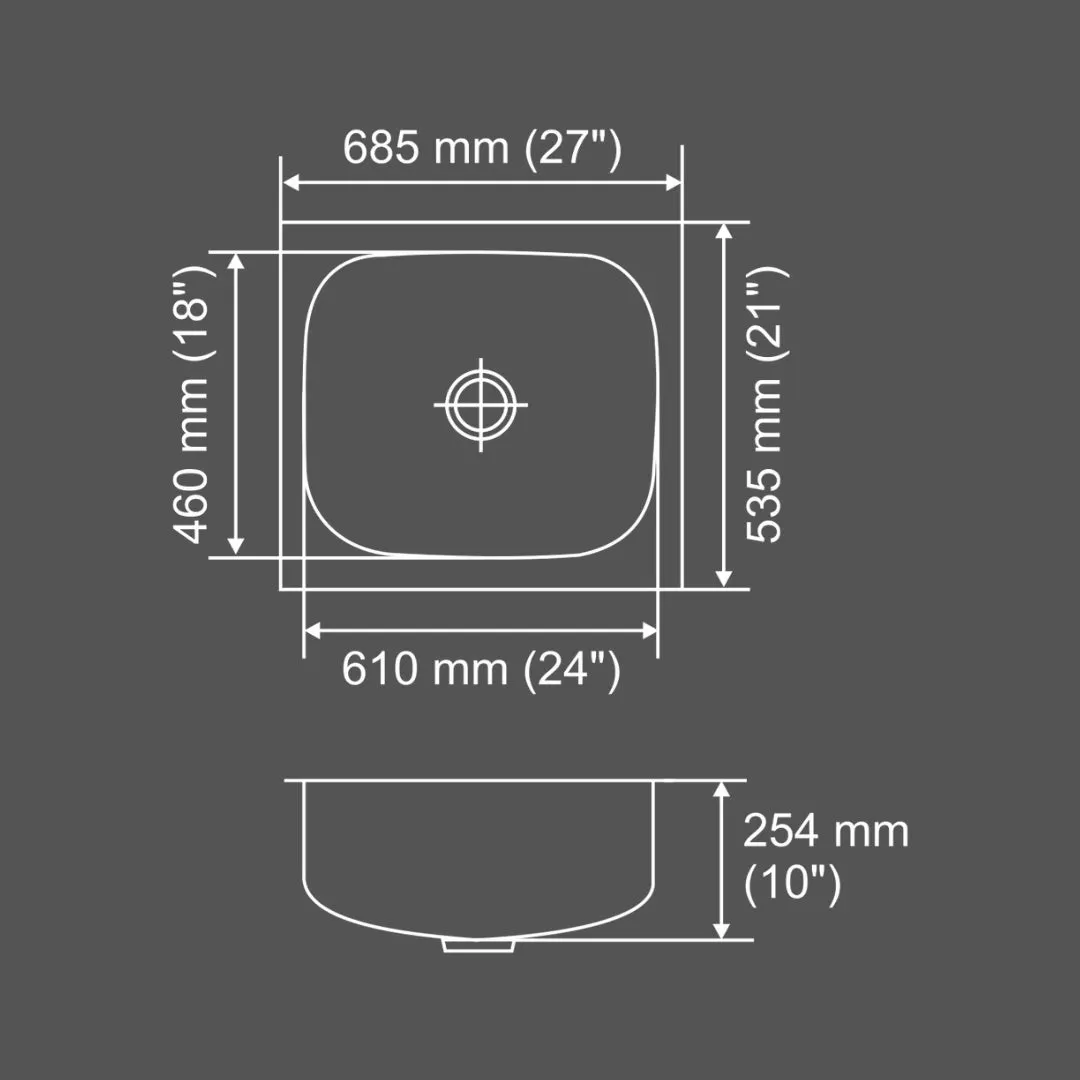 Nirali stainless steel sink popular range grace plain jumbo ( 27 x 21 inches ) K-KS-SS-NIR-S-00154 Satin - image 3