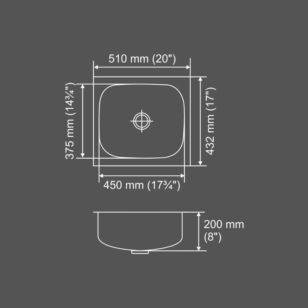 Nirali stainless steel sink popular range grace plain medium ( 20 x 17 inches ) K-KS-SS-NIR-S-00165 Anti Scratch - image 3