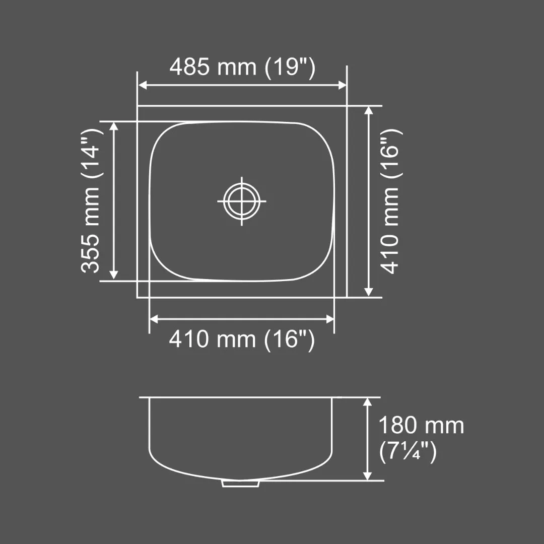 Nirali stainless steel sink popular range grace plain small ( 19 x 16 inches ) K-KS-SS-NIR-S-00172 Satin - image 3