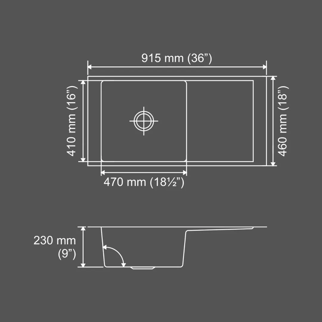 Nirali stainless steel sink magnus range maestro small ( 36 x 18 inches ) K-KS-SS-NIR-S-00205 Satin - image 2