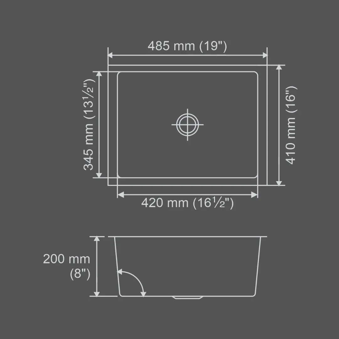Nirali stainless steel sink magnus range maxell small ( 19 x 16 inches ) K-KS-SS-NIR-S-00208 Matt - image 3