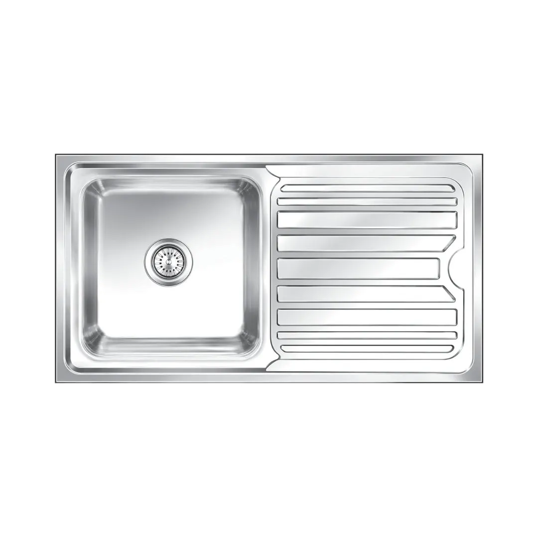 Nirali stainless steel sink silent square range olympia small ( 37.5 x 20 inches ) K-KS-SS-NIR-S-00223 Glossy - image 1