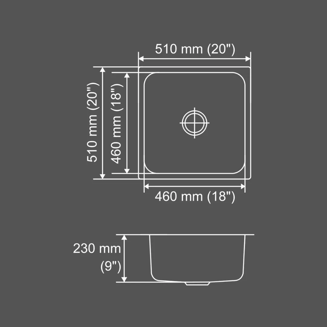Nirali stainless steel sink silent square range omni big ( 20 x 20 inches ) K-KS-SS-NIR-S-00227 Satin - image 3
