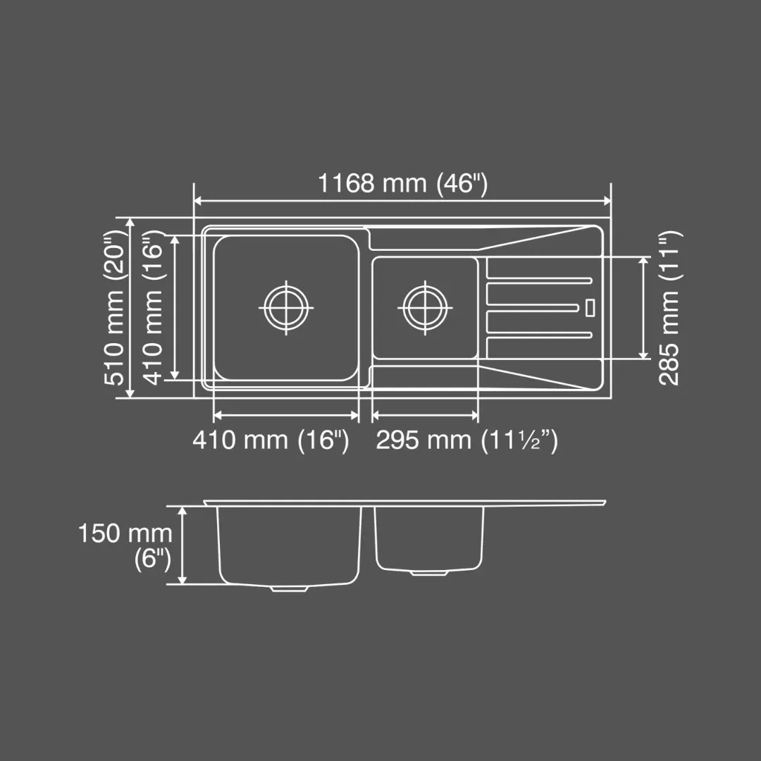 Nirali stainless steel sink silent square range orus big ( 46 x 20 inches ) K-KS-SS-NIR-S-00273 Anti Scratch - image 3