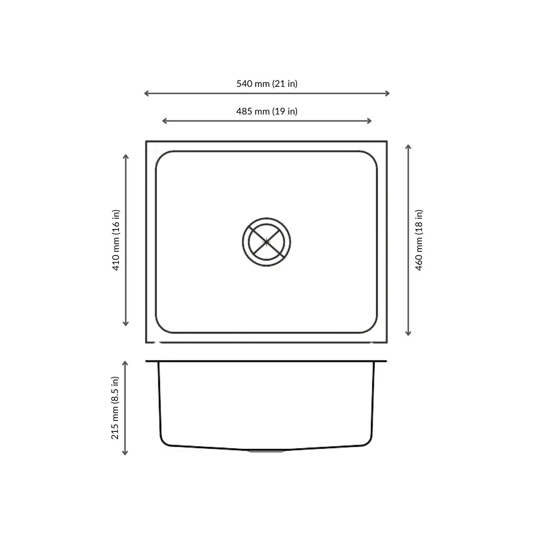 Nirali stainless steel sink orbis range orbis big ( 21 x 18 inches ) K-KS-SS-NIR-S-00241 Glossy - image 3