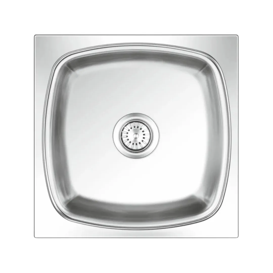 Nirali stainless steel sink popular range square plain deluxe small ( 17 x 17 inches ) K-KS-SS-NIR-S-00286 Glossy - image 1