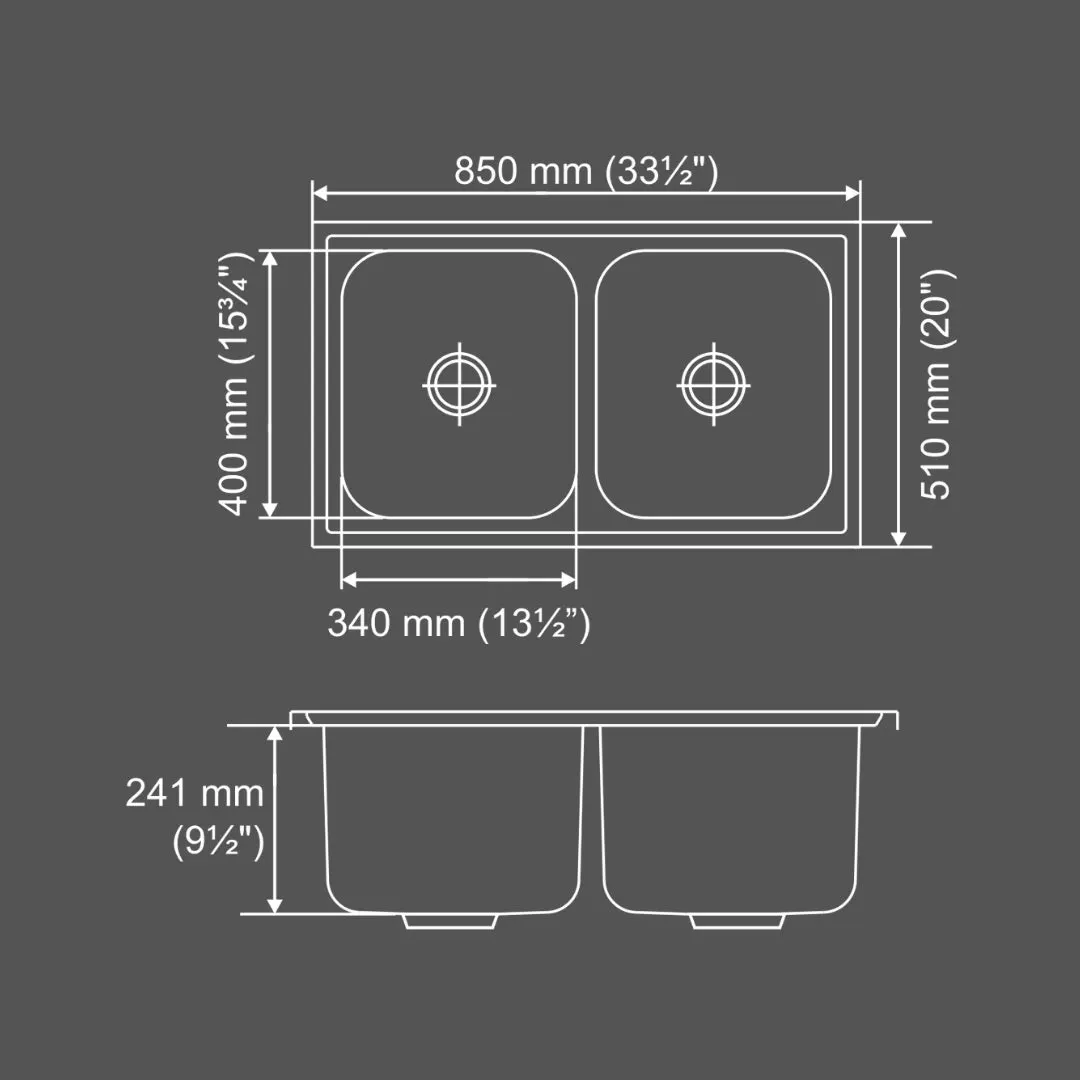 Nirali stainless steel sink d'signo range super slider big 9.5 ( 33.5 x 20 inches ) K-KS-SS-NIR-S-00299 Glossy - image 3