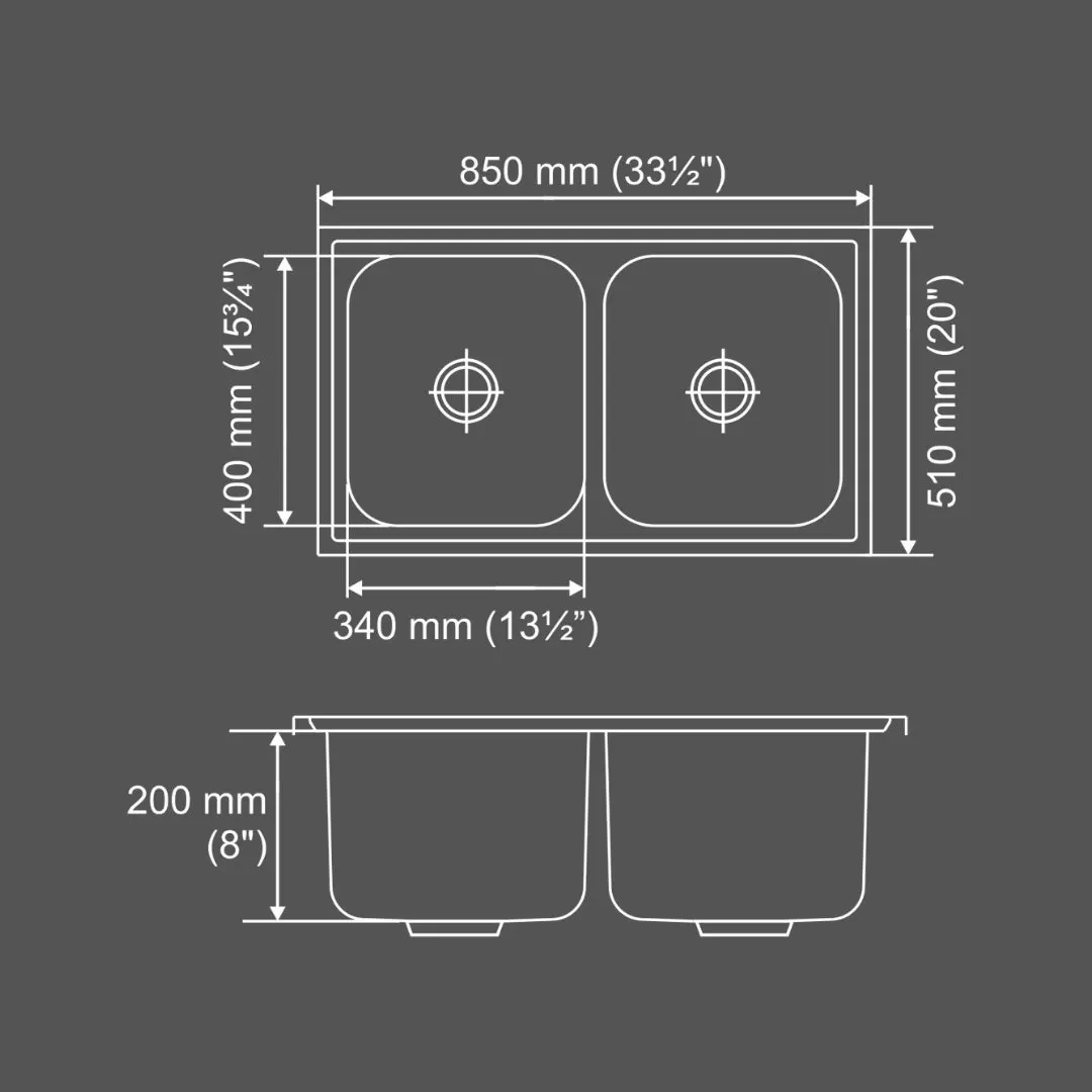 Nirali stainless steel sink d'signo range super slider big ( 33.5 x 20 inches ) K-KS-SS-NIR-S-00297 Glossy - image 3