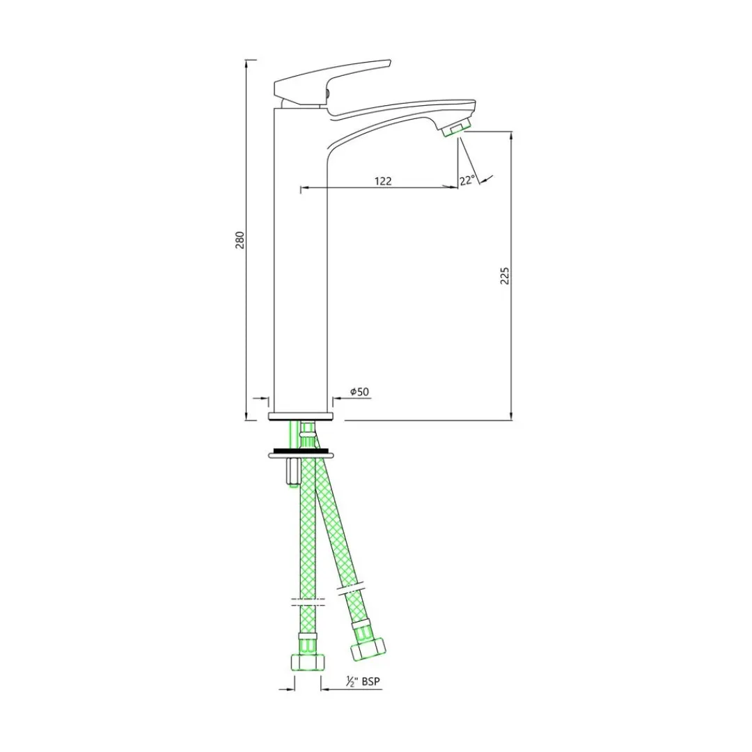 Essco table mounted tall boy basin mixer Stella STE-CHR-107005B Chrome - image 2