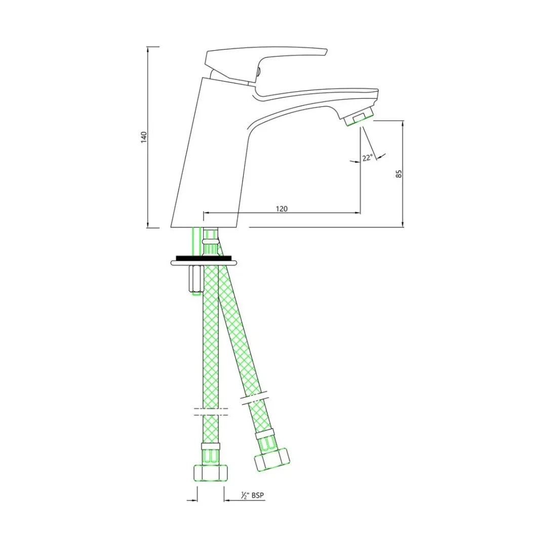 Essco table mounted regular basin mixer Stella STE-CHR-107011B Chrome - image 2