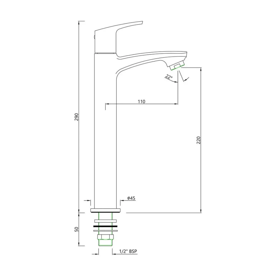 Essco table mounted tall boy basin tap Stella STE-CHR-107021 Chrome - image 2
