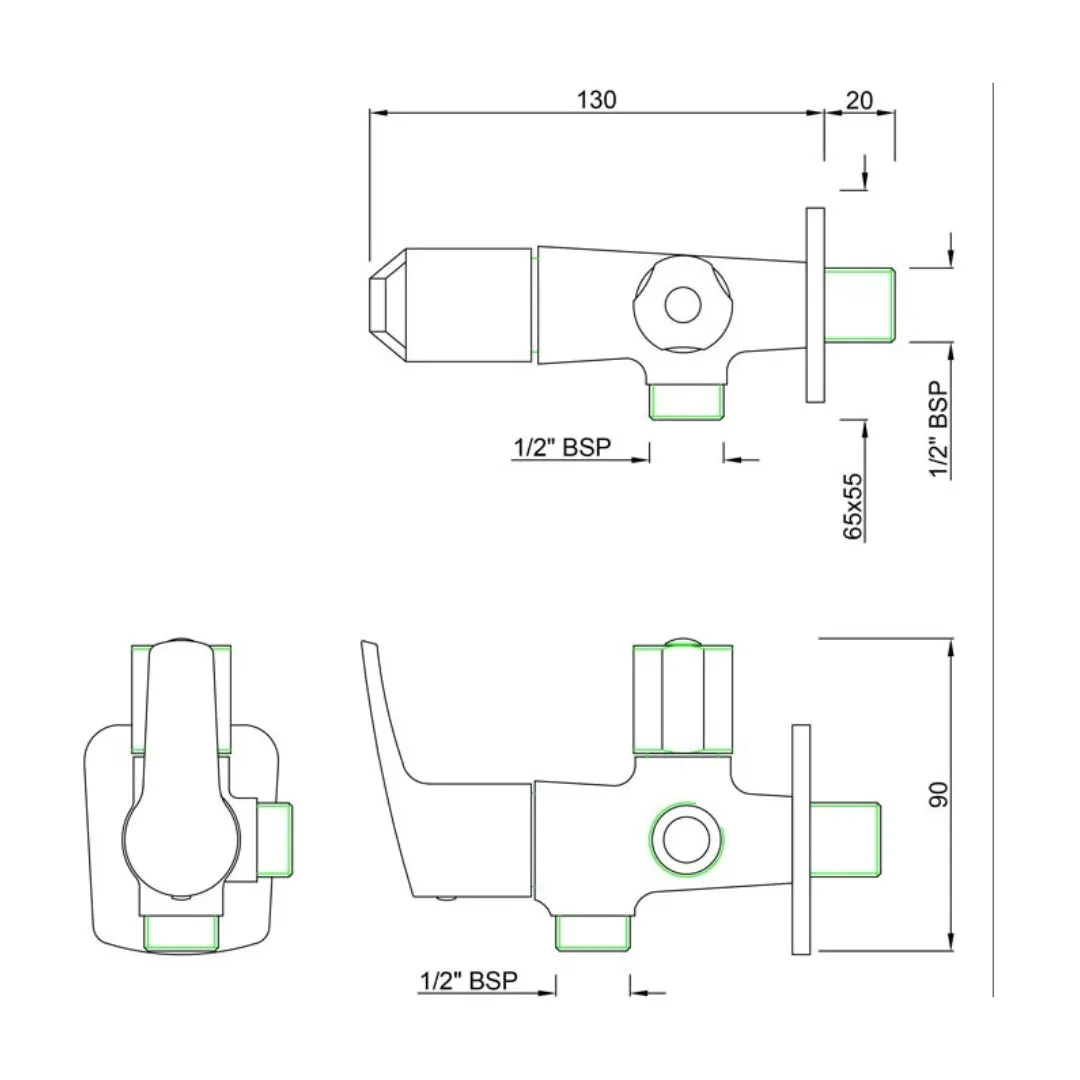 Essco basin area 2 way angle valve Stella STE-CHR-107067 Chrome - image 2
