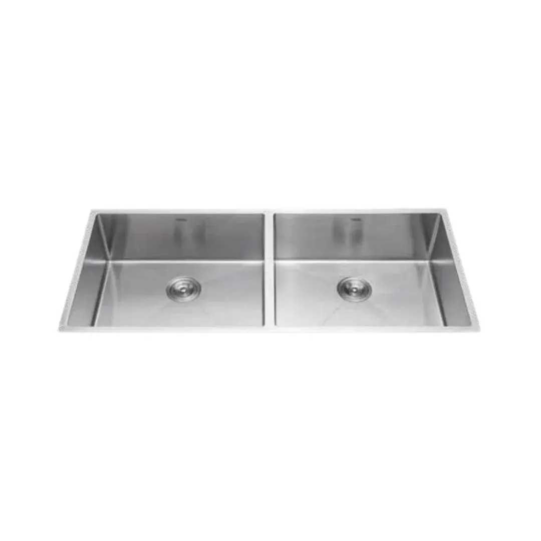 Hindware stainless steel Sink Handmade series double bowl superio neo 45 x 20 ( 45 x 20 inches ) HINDWARE-STAINLESS-STEEL-SINK-HANDMADE-SERIES-DOUBLE-BOWL-SUPERIO-NEO-45-X-20-45-X-20-INCHES-SATIN Satin - image 1