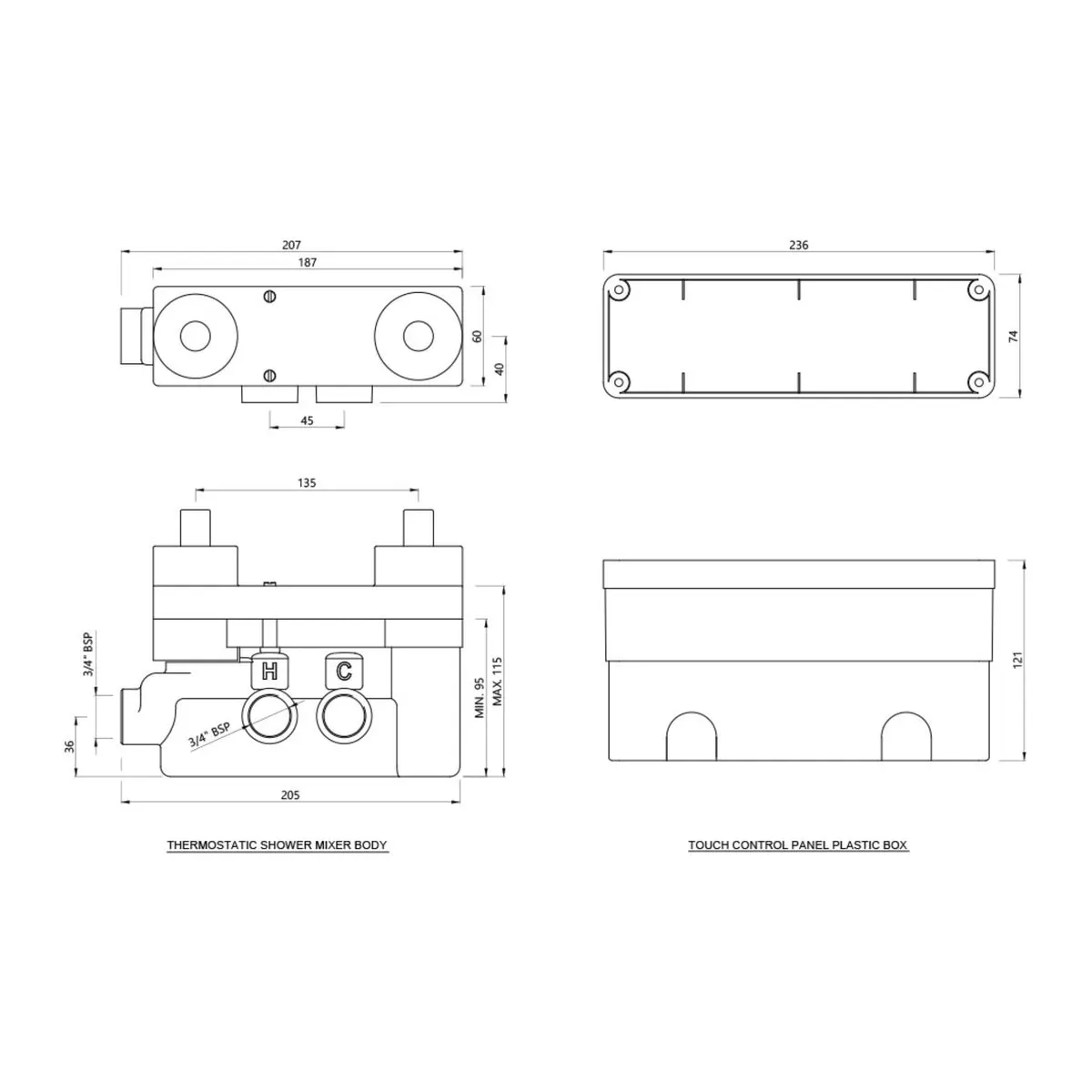 Jaquar Cloud Thermostatic Shower Mixer & Touch Panel QLD-CHR-309661C Standard - image 2