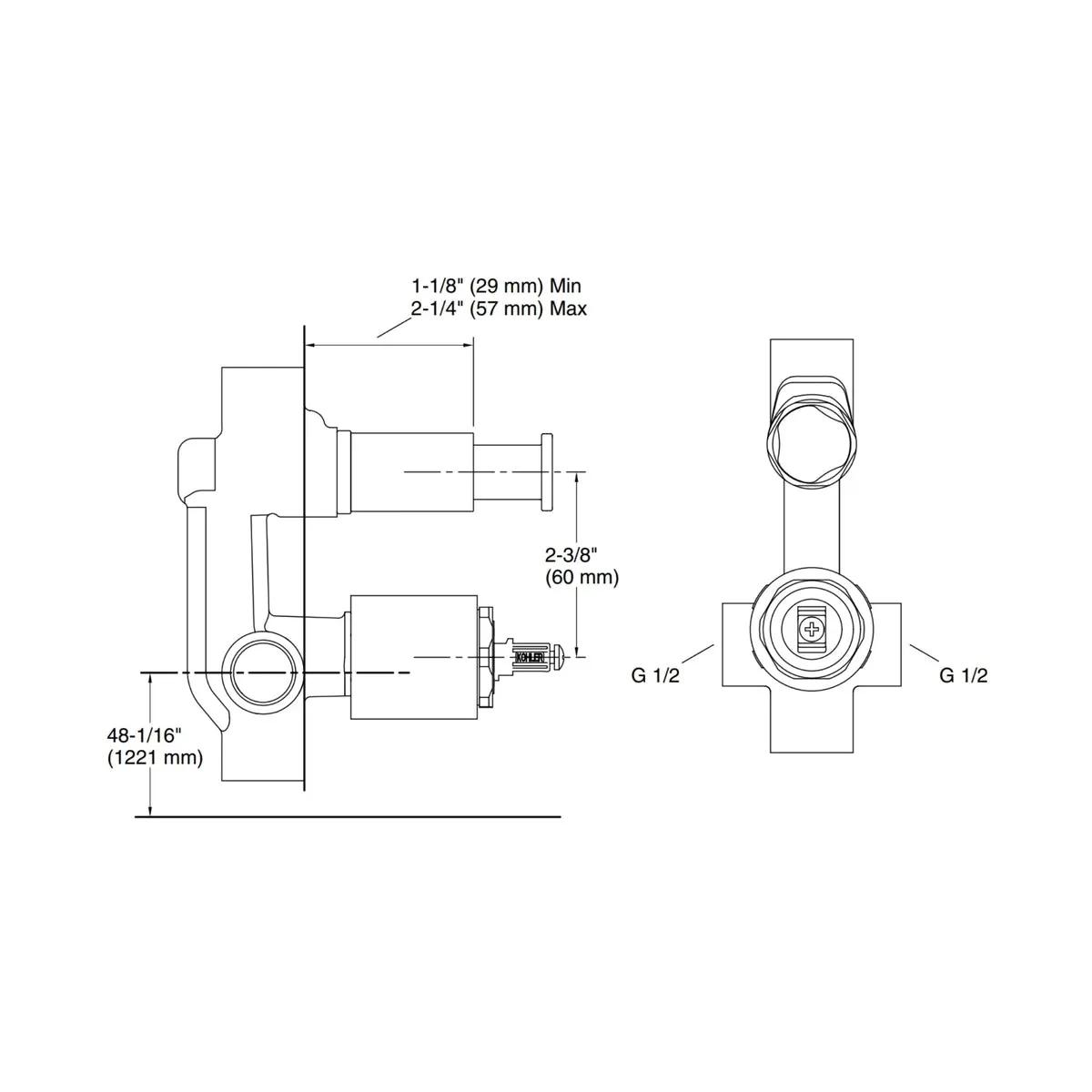 Kohler 3 way diverter valve aqua turbo 230 75201IN-CP 75201IN-CP Standard - image 2