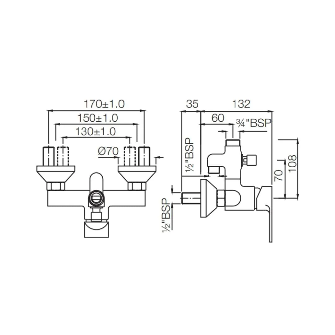 Jaquar 2 way wall mixer Vignette Prime normal flow VGP-ABR-81145 Antique Bronze - image 2