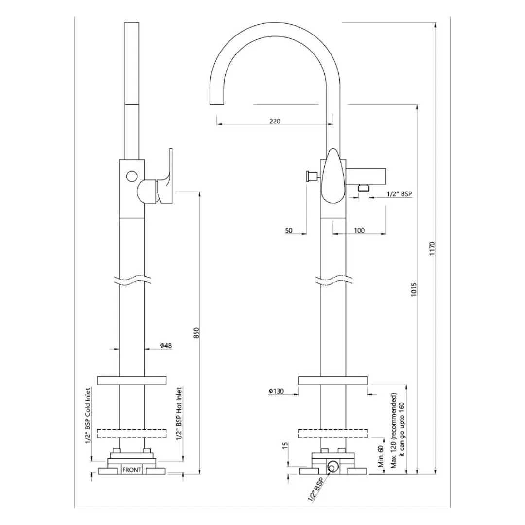 Jaquar 2 way bath tub filler Vignette Prime normal flow VGP-BCH-81121K Black Chrome - image 2