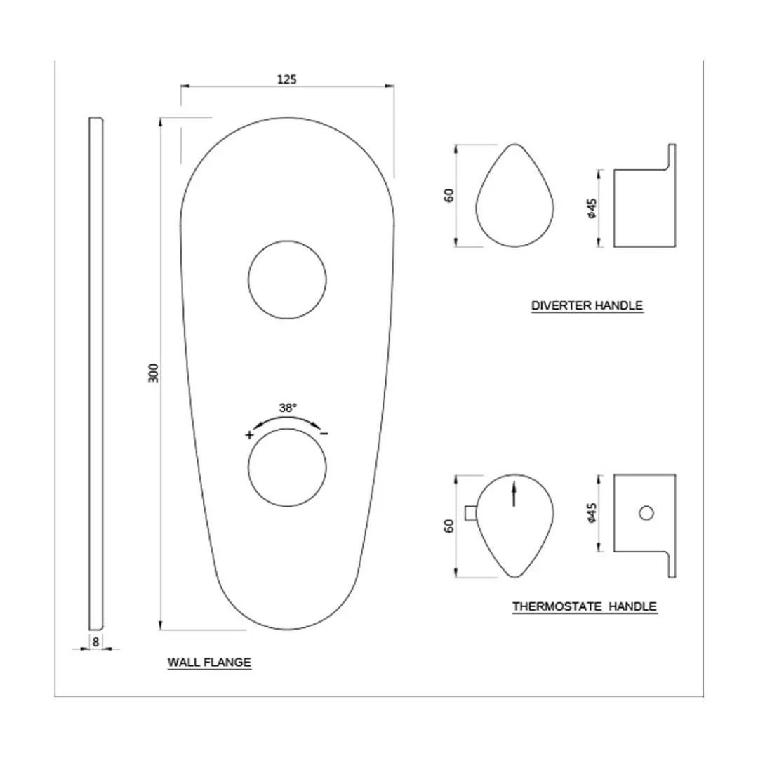 Jaquar 1 way thermostatic diverter Vignette Prime normal flow VGP-GRF-81661NK Graphite - image 2