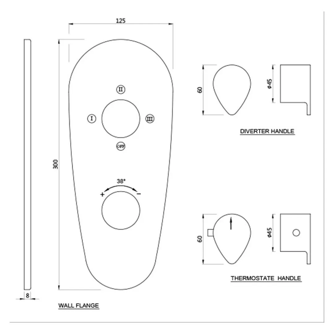 Jaquar 3 way thermostatic diverter Vignette Prime normal flow VGP-SSF-81683NK Stainless Steel - image 2