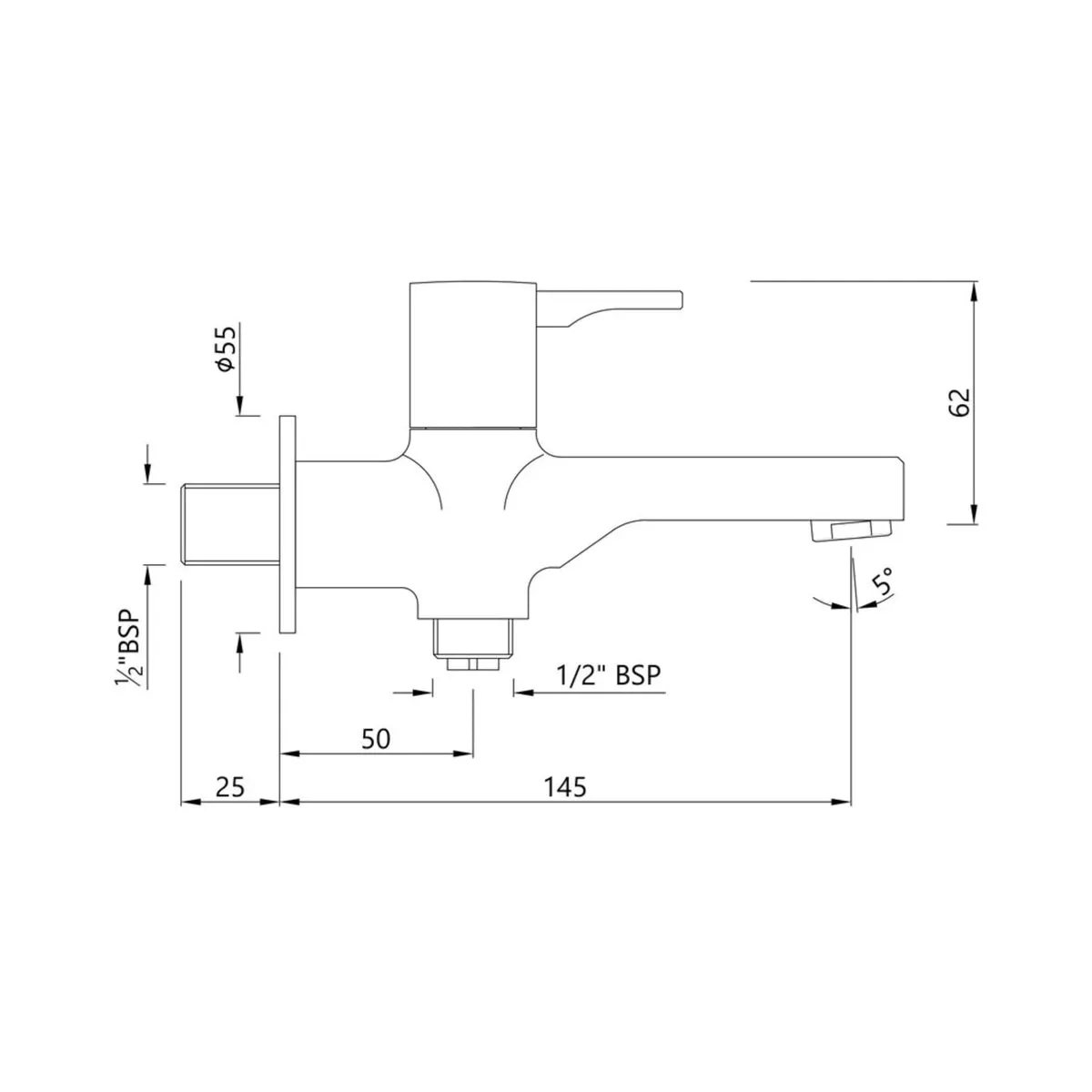 Jaquar wc area 2 way bib tap Florentine Prime FLP-BCH-5041PM Black Chrome - image 2