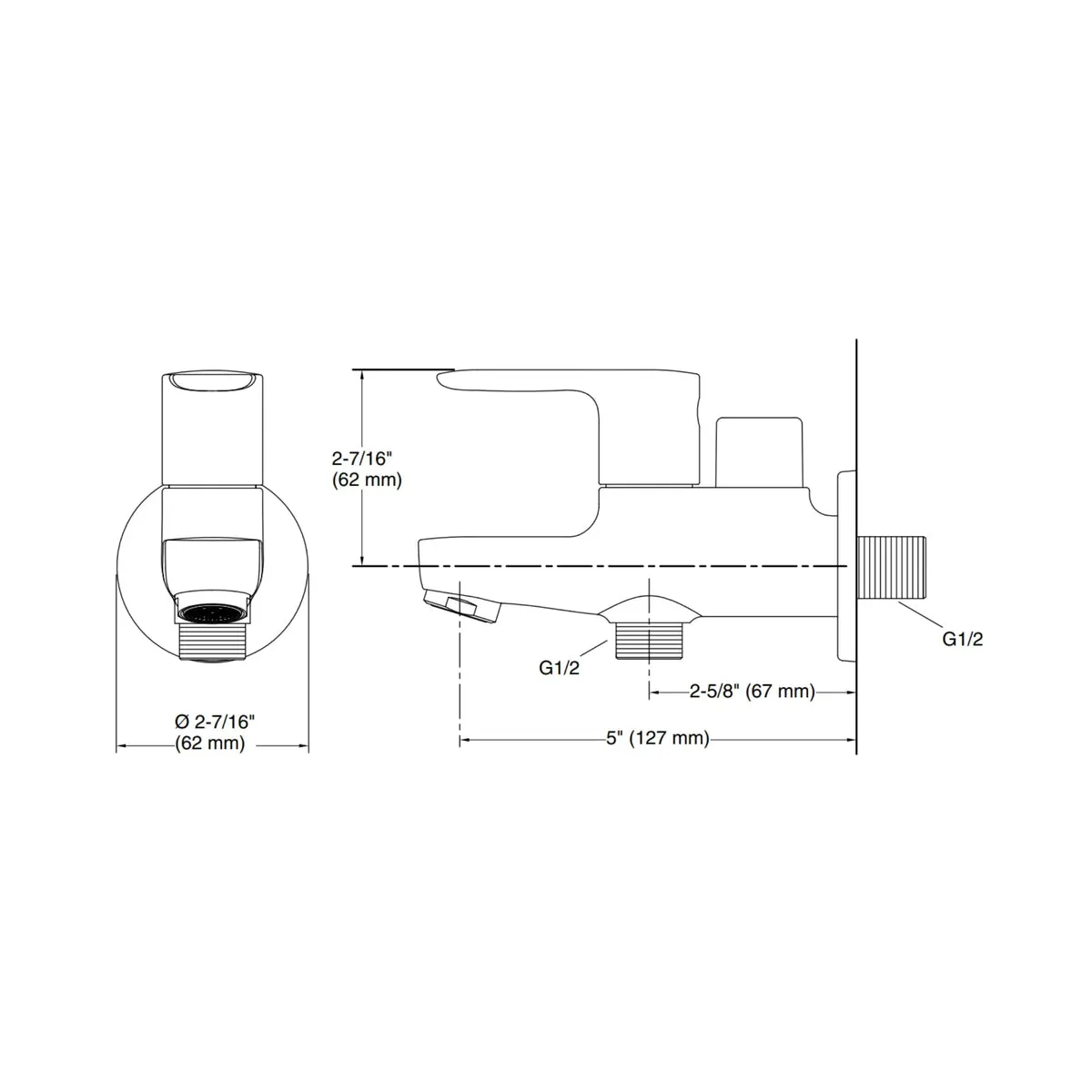 Kohler wc area 2 way bib tap july 16094IN-4-BRD 16094IN-4-BRD Brushed Rose Gold - image 2