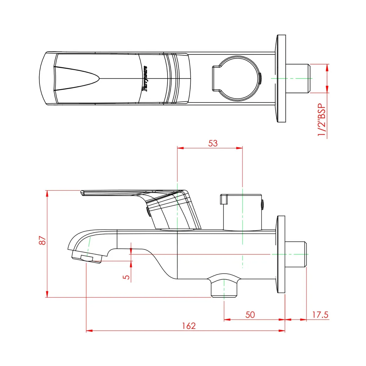 Parryware wc area 2 way bib tap euclid G2381A1 G2381A1 Chrome - image 2