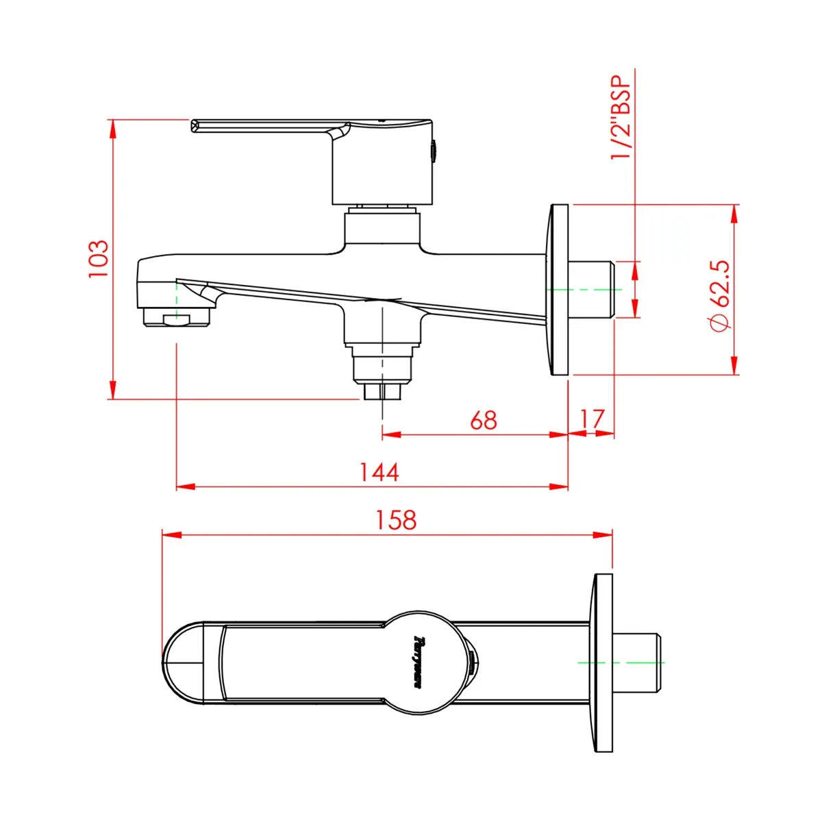 Parryware wc area 2 way bib tap crust G3181A1 G3181A1 Chrome - image 2