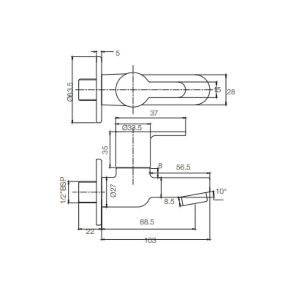 Parryware wc area bib tap claret G5204A1 G5204A1 Chrome - image 2