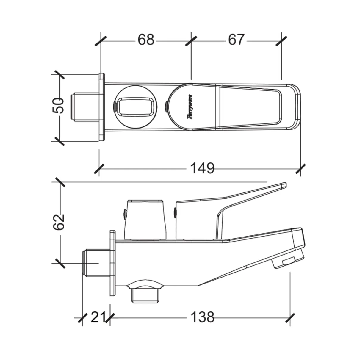 Parryware wc area 2 way bib tap aqua G5734A1 G5734A1 Chrome - image 2