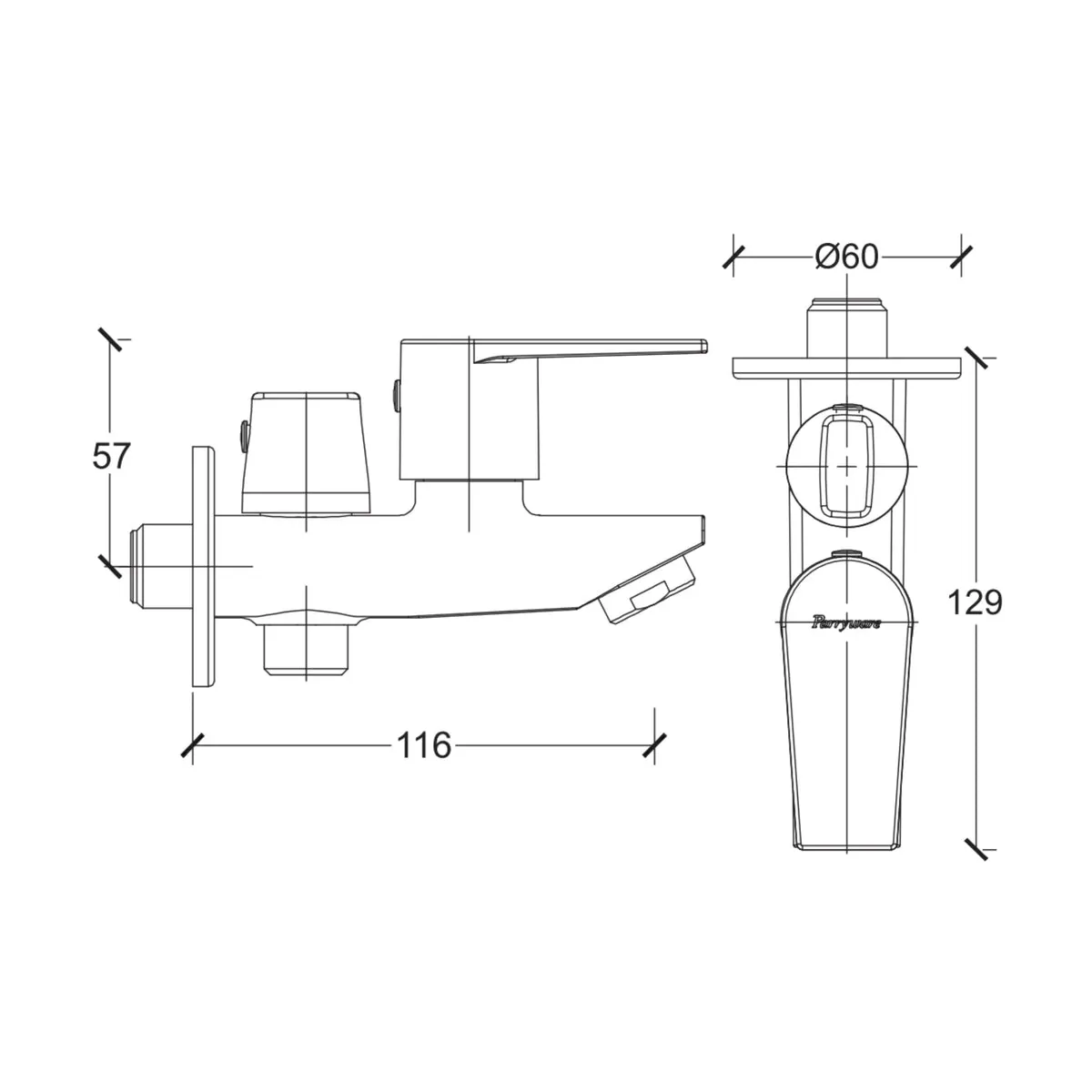 Parryware wc area 2 way bib tap praseo G5834A5 G5834A5 Shiny Black - image 2