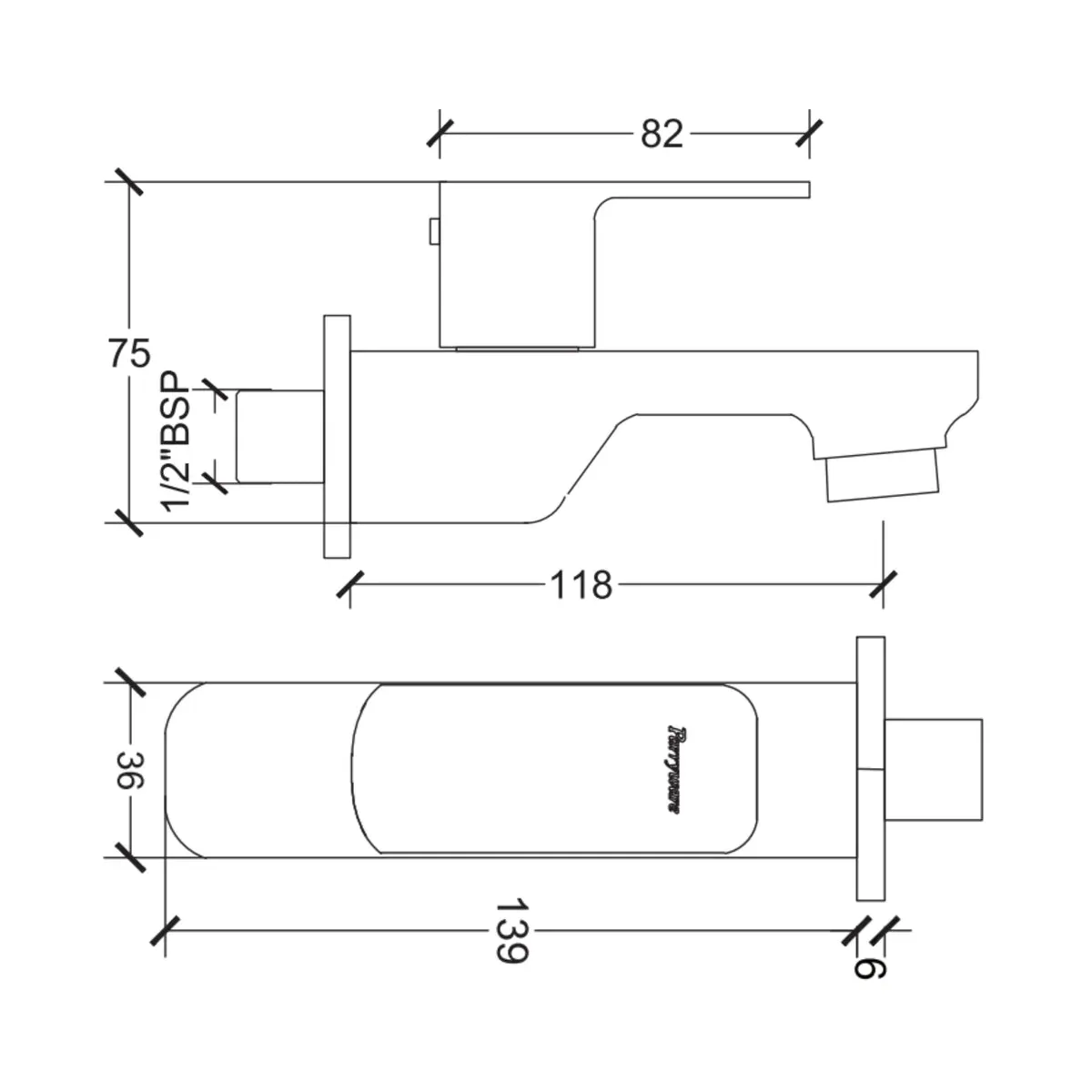 Parryware wc area bib tap quattro T2306A1 T2306A1 Chrome - image 2